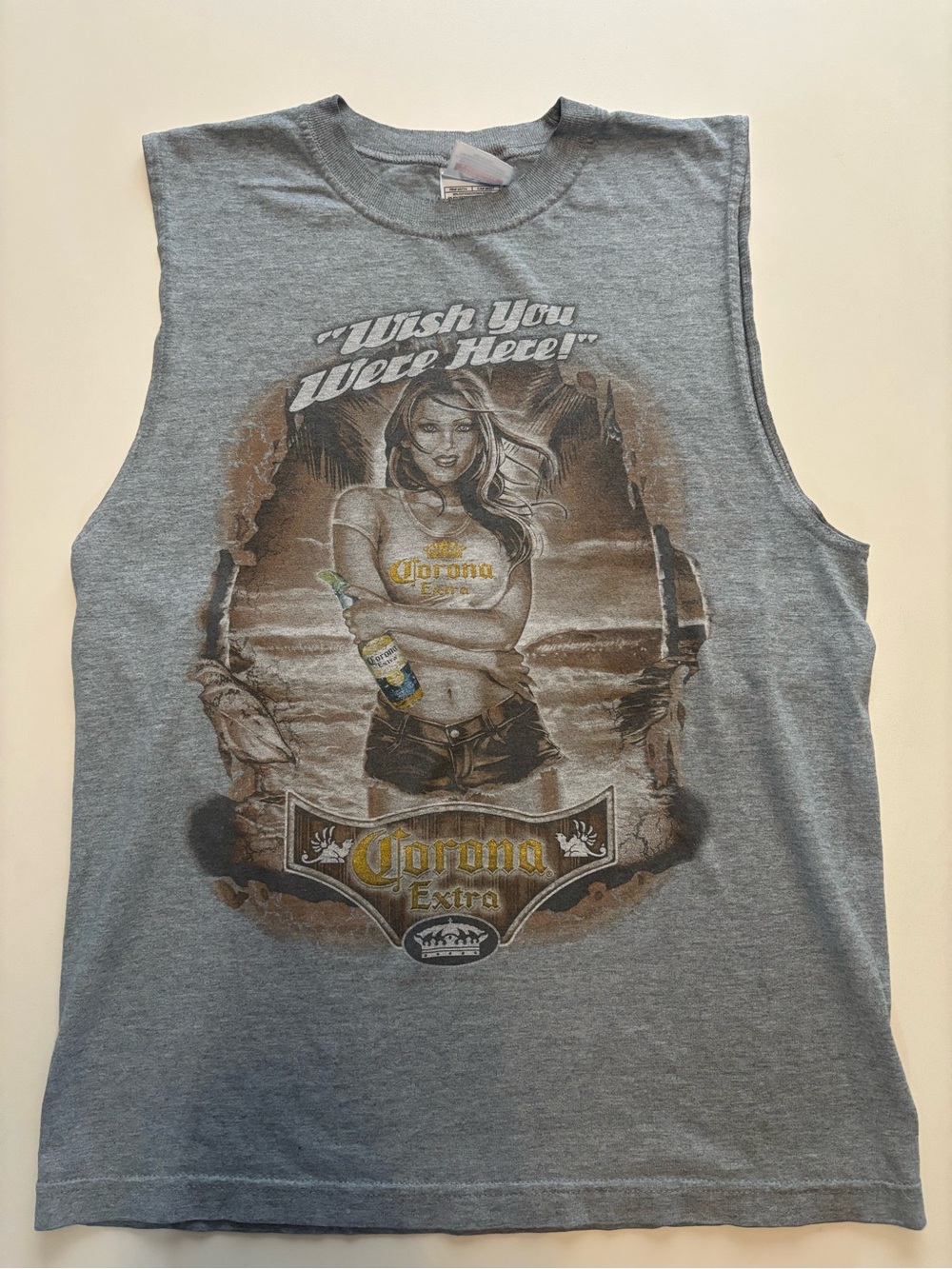 Vintage Corona extra  “wish you were here” beautiful women tank top beer shirt